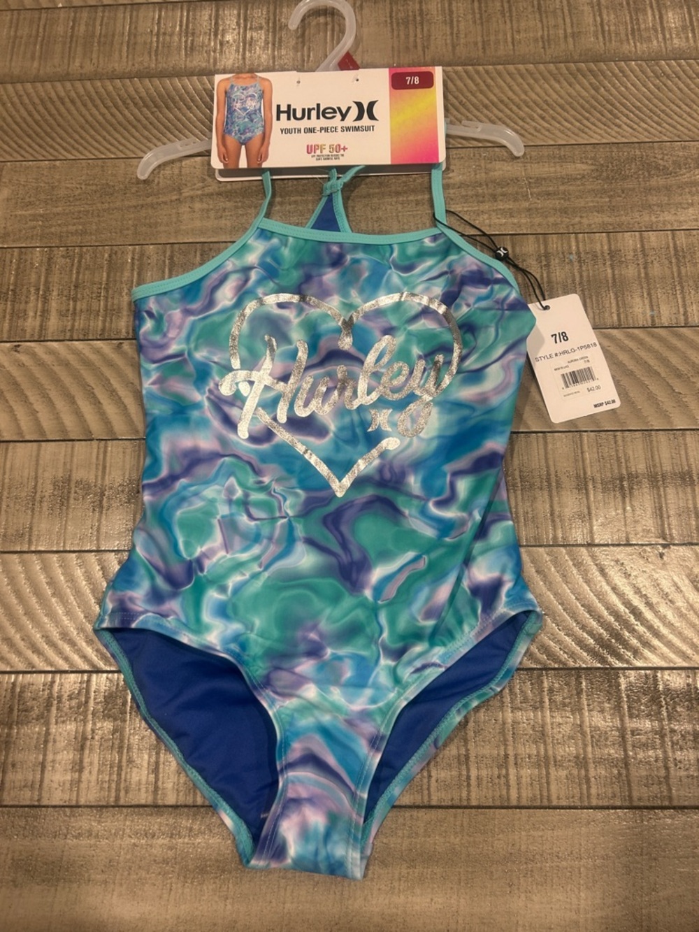 Hurley Turquoise, Teal & Blue Swirl One-Piece Swimsuit